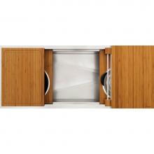 The Galley IWS-4-S-BA - Ideal Workstation 4S with Five Tool Culinary Kit in Natural Golden Bamboo