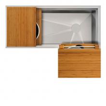 The Galley IWS-4X3-C-BA - Ideal Corner Workstation 4X3C with Five Tool Culinary Kit in Natural Golden Bamboo