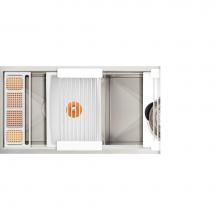 The Galley IWW-4-D-WH - Ideal Work&WashStation  4D with Five Tool Culinary Kit and Four Tool Wash Kit in Designer Whit