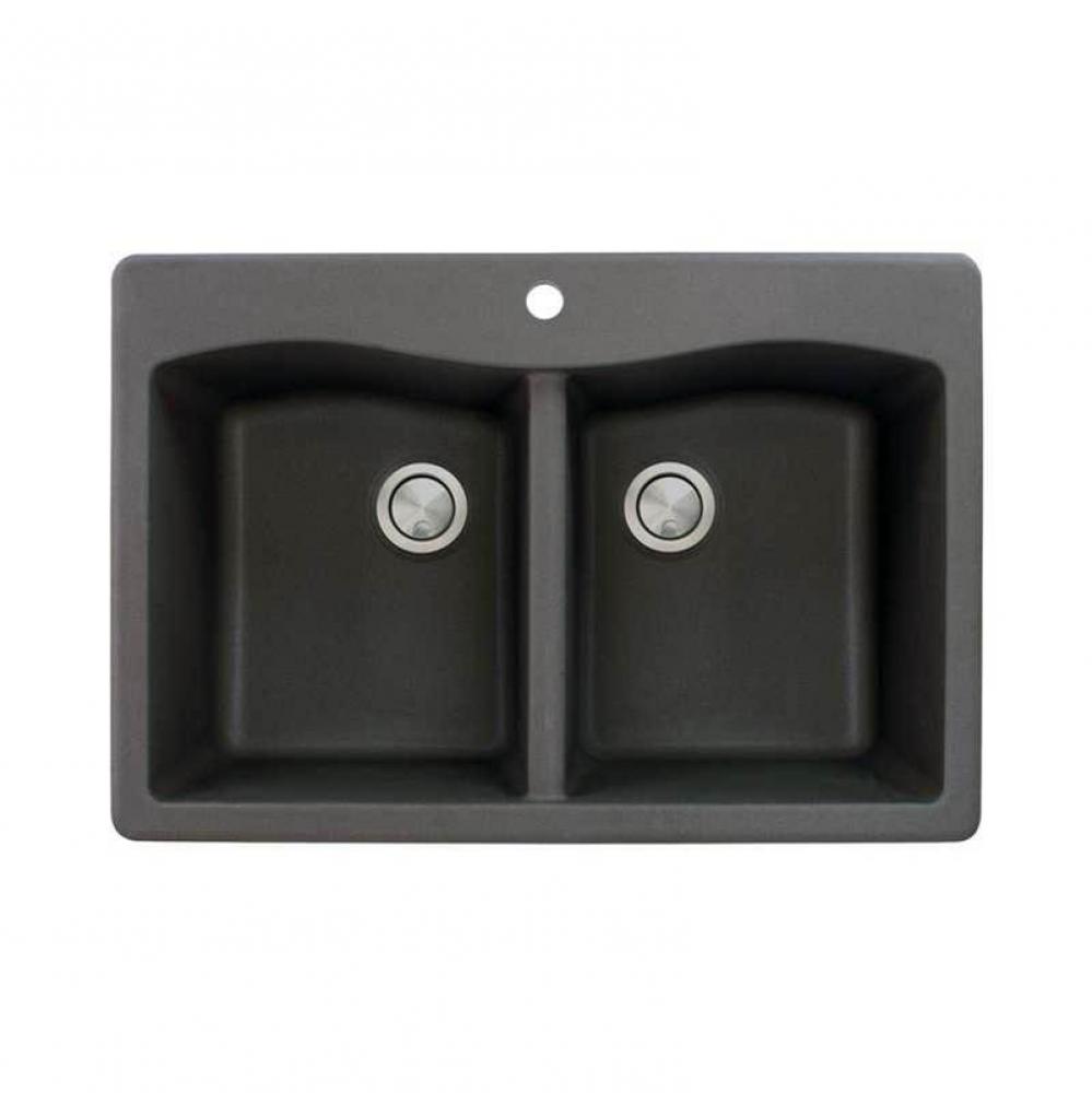 Transolid SilQ Granite TM Equal Dbl Black 1-hole