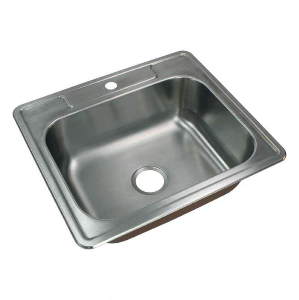 Classic 25in x 22in 18 Gauge Drop-in Single Bowl Kitchen Sink with 1 Faucet Hole