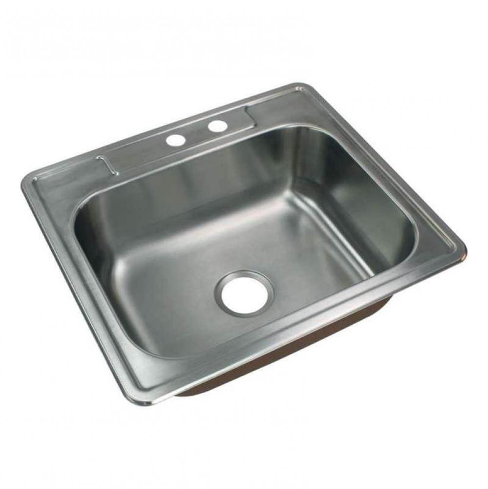 Classic 25in x 22in 18 Gauge Drop-in Single Bowl Kitchen Sink with MR2 Faucet Holes