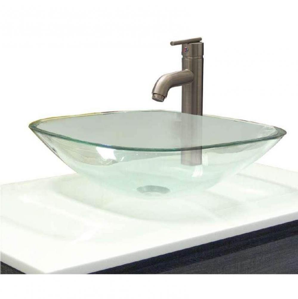 Millbrook Glass 16.5-in Square Vessel Sink