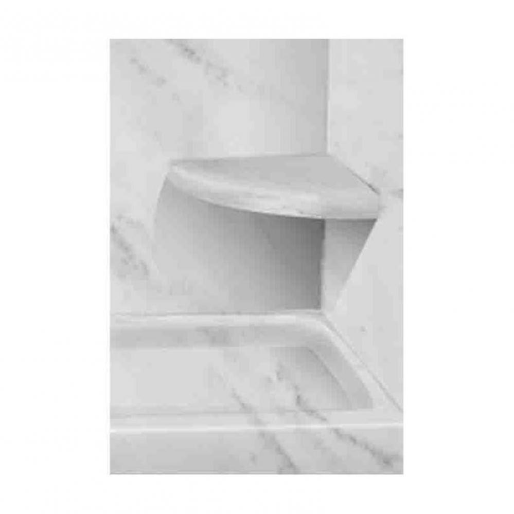 14'' x 14'' Solid Surface Wall-Mount Corner Shower Seat in White Carrara