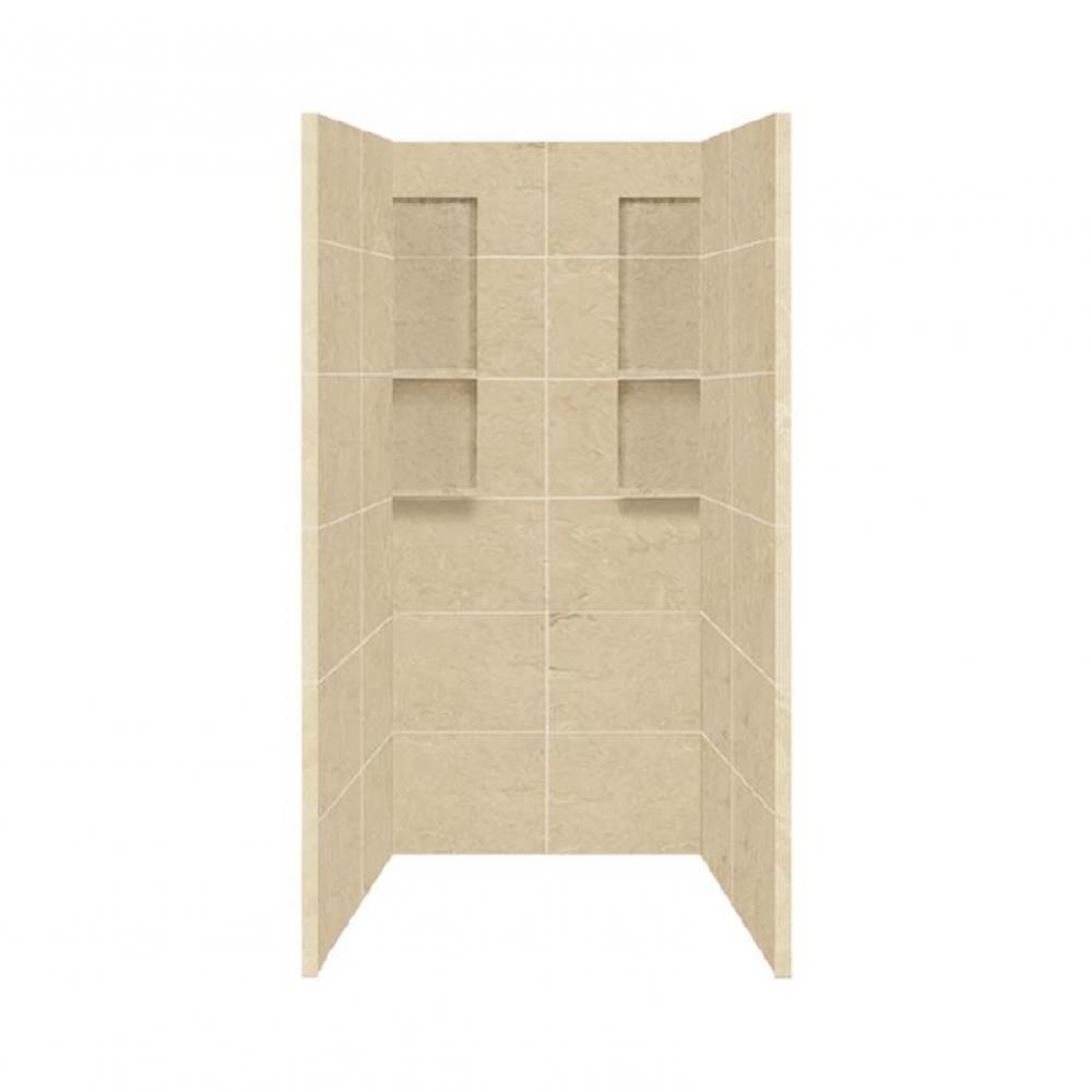 36'' x 36'' x 80'' Solid Surface Shower Wall Surround in Almond Sky