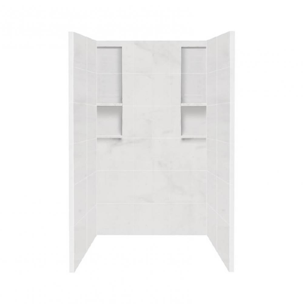 48'' x 34'' x 80'' Solid Surface Shower Wall Surround in White Carra