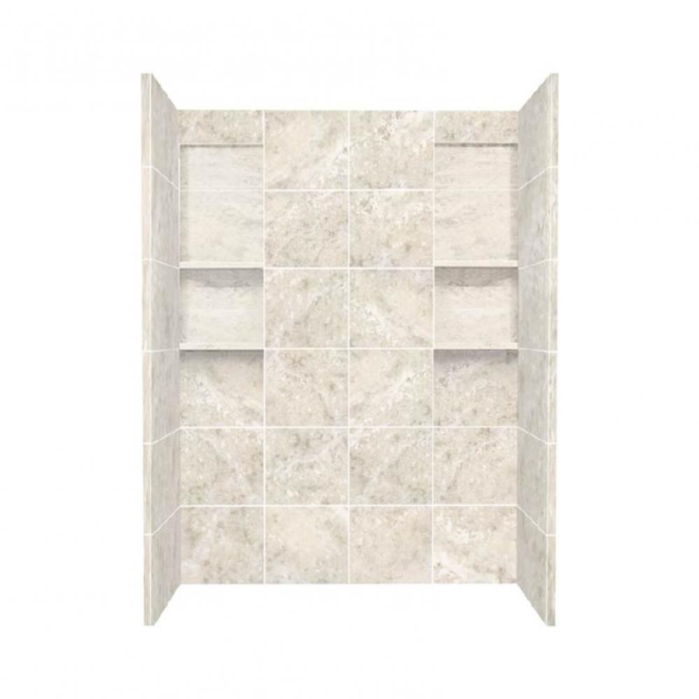 60'' x 36'' x 80'' Solid Surface Shower Wall Surround in Silver Moch