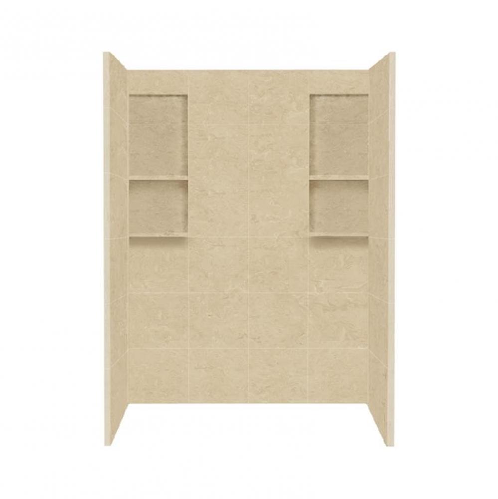 60'' x 36'' x 80'' Solid Surface Shower Wall Surround in Almond Sky