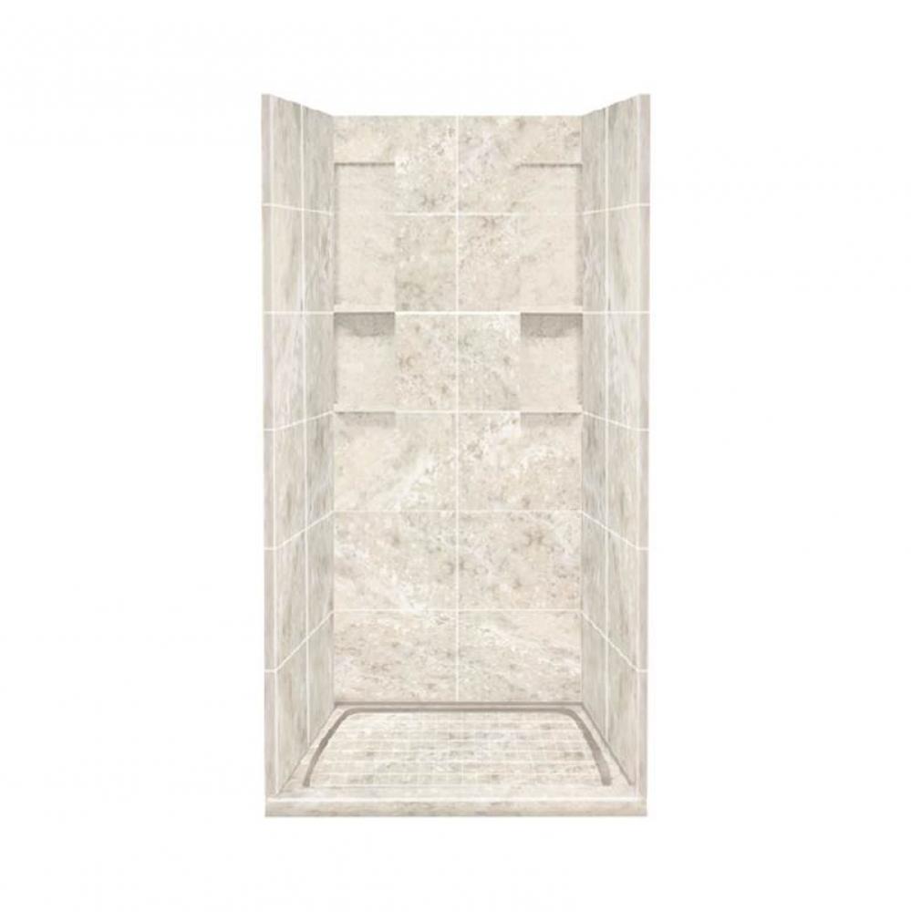 36'' x 36'' x 83'' Solid Surface Alcove Shower Kit in Silver Mocha