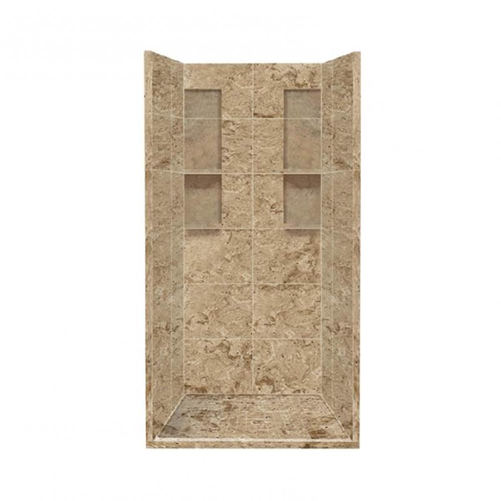 36'' x 36'' x 83'' Solid Surface Alcove Shower Kit in Sand Mountain