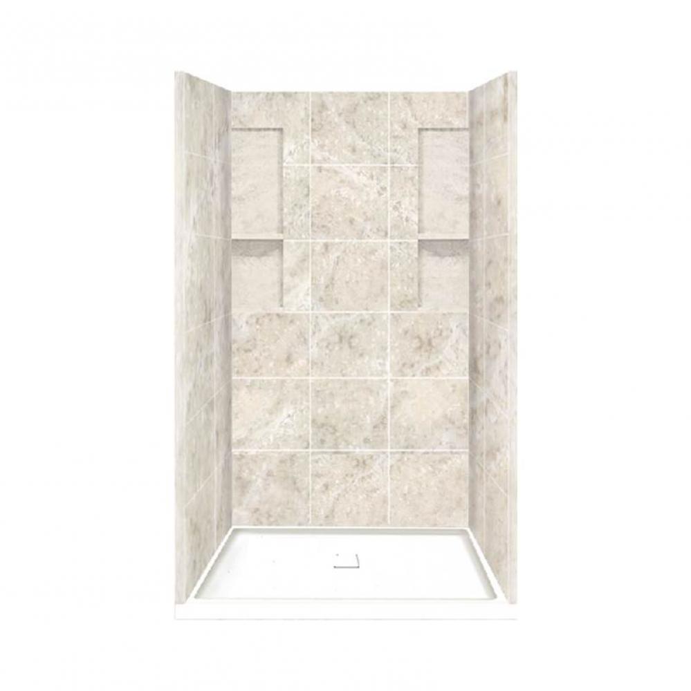 34'' x 48'' x 83'' Solid Surface Alcove Shower Kit in Silver Mocha