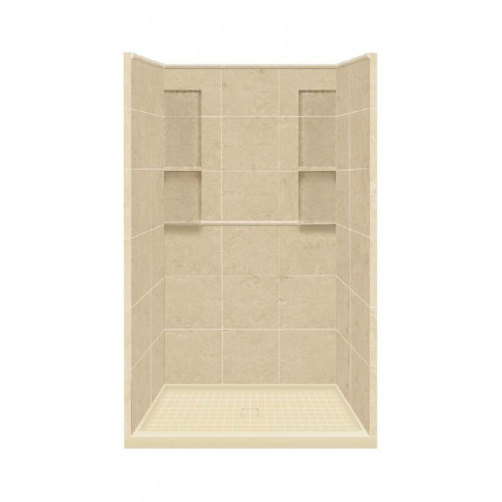 34'' x 48'' x 83'' Solid Surface Alcove Shower Kit in Almond Sky