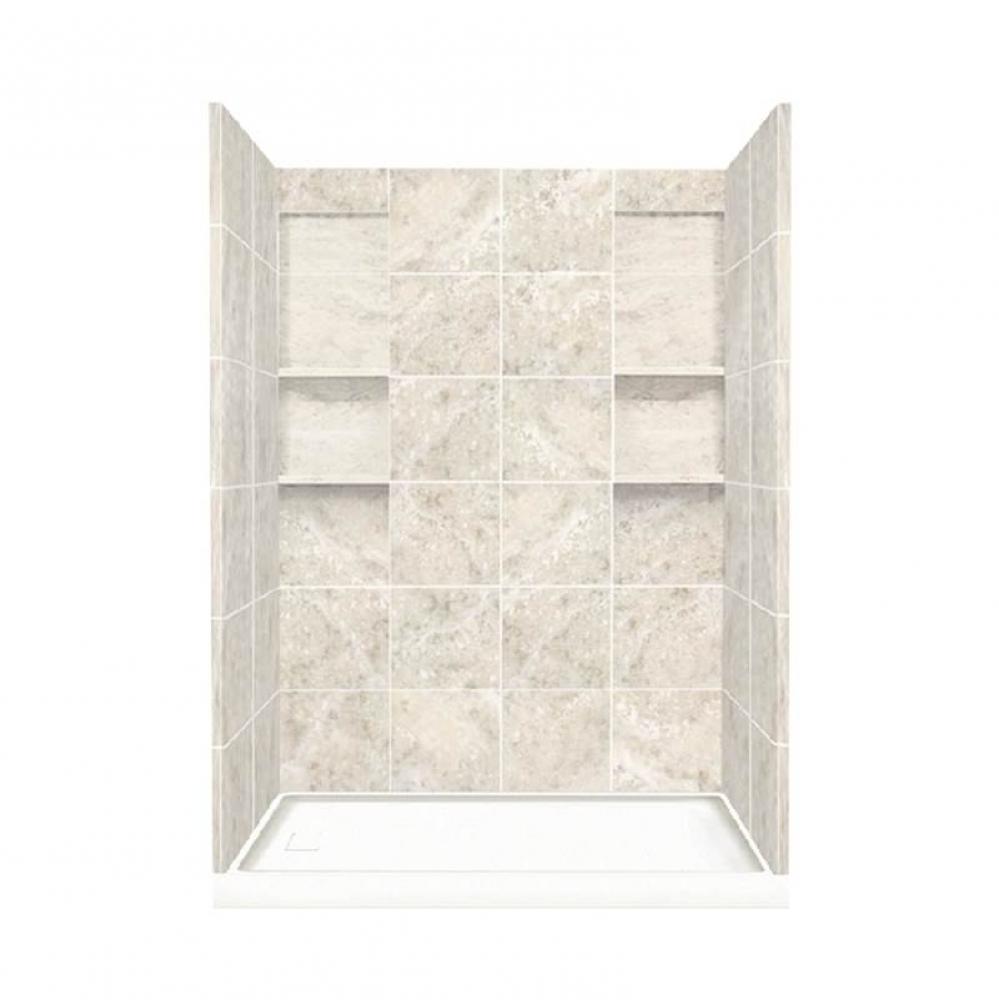 30'' x 60'' x 83'' Solid Surface Left-Hand Alcove Shower Kit in Silv