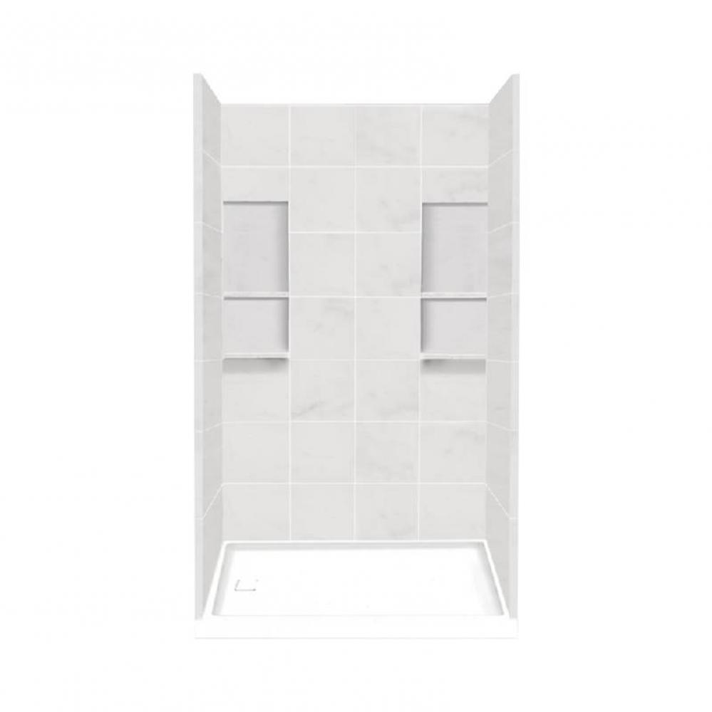 32'' x 60'' x 83'' Solid Surface Left-Hand Alcove Shower Kit in Whit