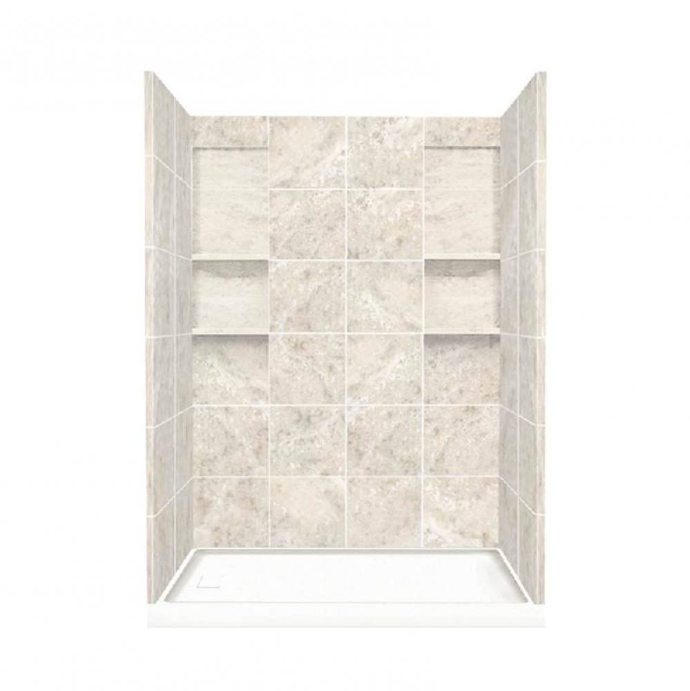 32'' x 60'' x 83'' Solid Surface Left-Hand Alcove Shower Kit in Silv