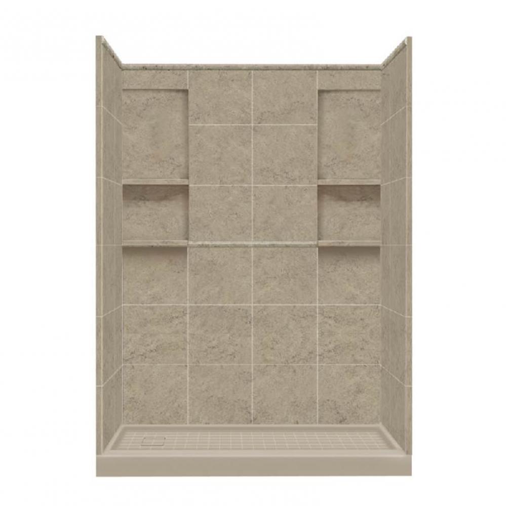 32'' x 60'' x 83'' Solid Surface Left-Hand Alcove Shower Kit in Sand