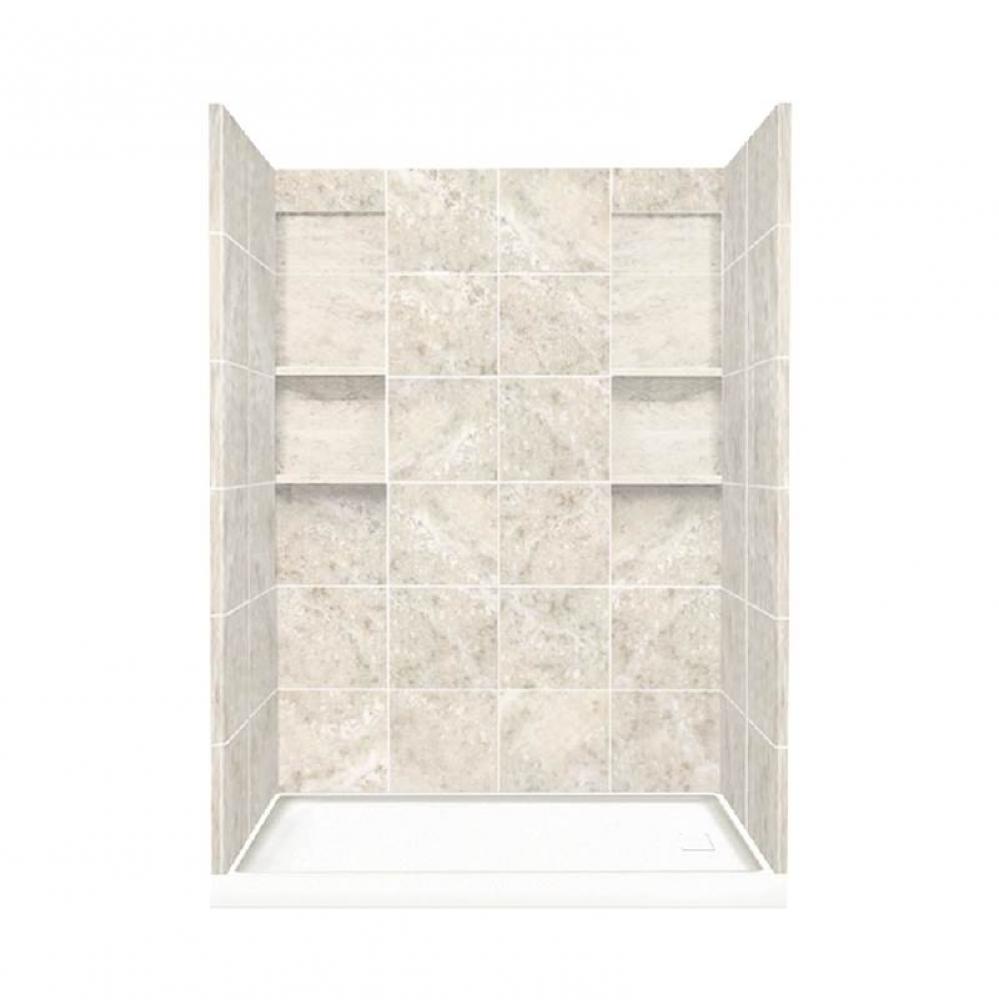 32'' x 60'' x 83'' Solid Surface Right-Hand Alcove Shower Kit in Sil