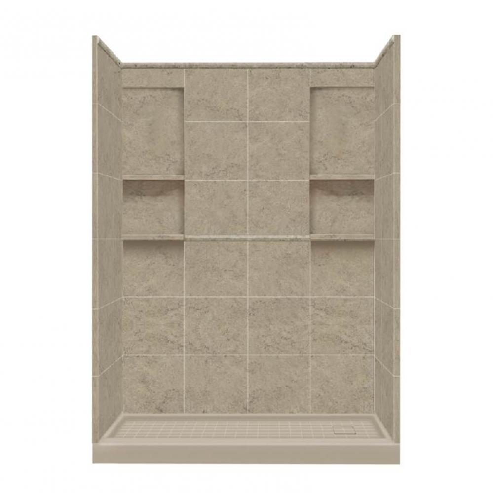 32'' x 60'' x 83'' Solid Surface Right-Hand Alcove Shower Kit in San
