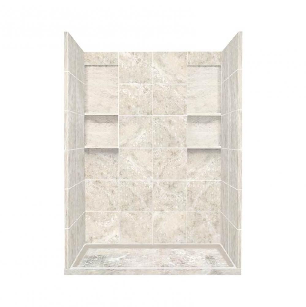 36'' x 60'' x 83'' Solid Surface Alcove Shower Kit in Silver Mocha