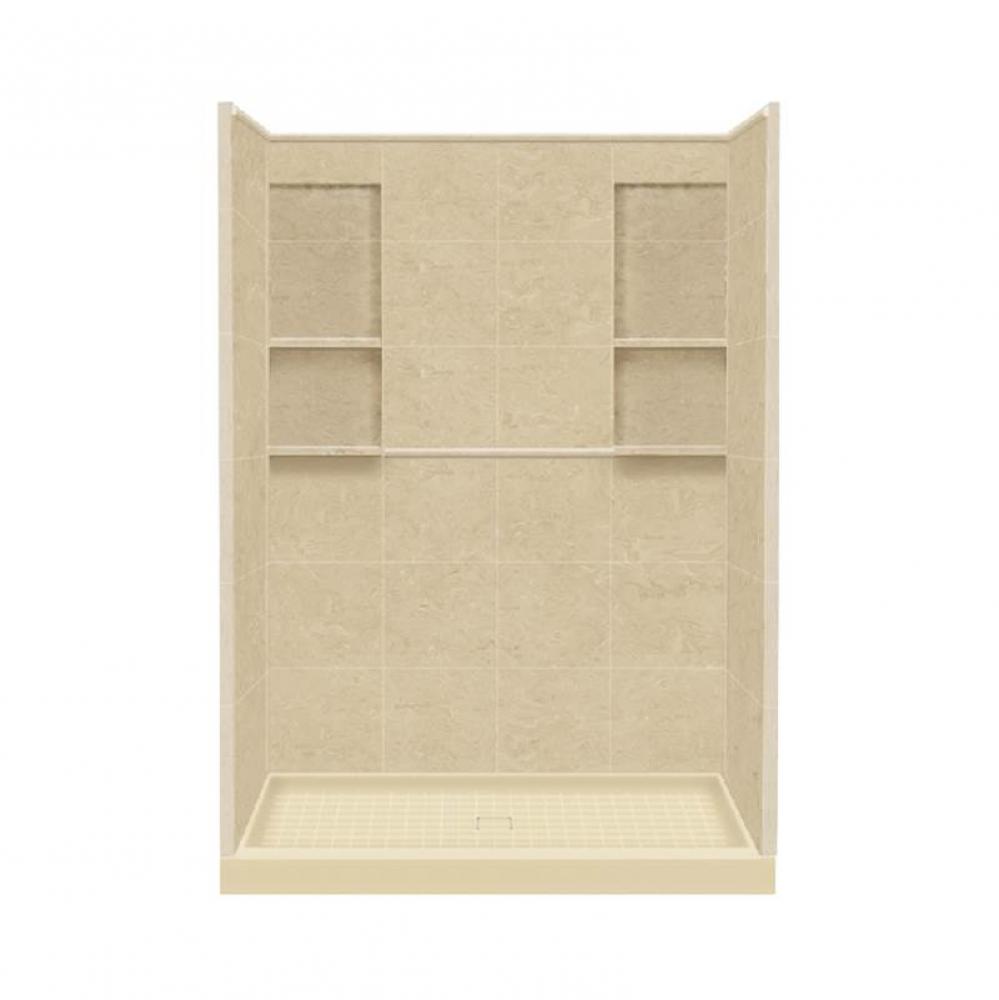 36'' x 60'' x 83'' Solid Surface Alcove Shower Kit in Almond Sky