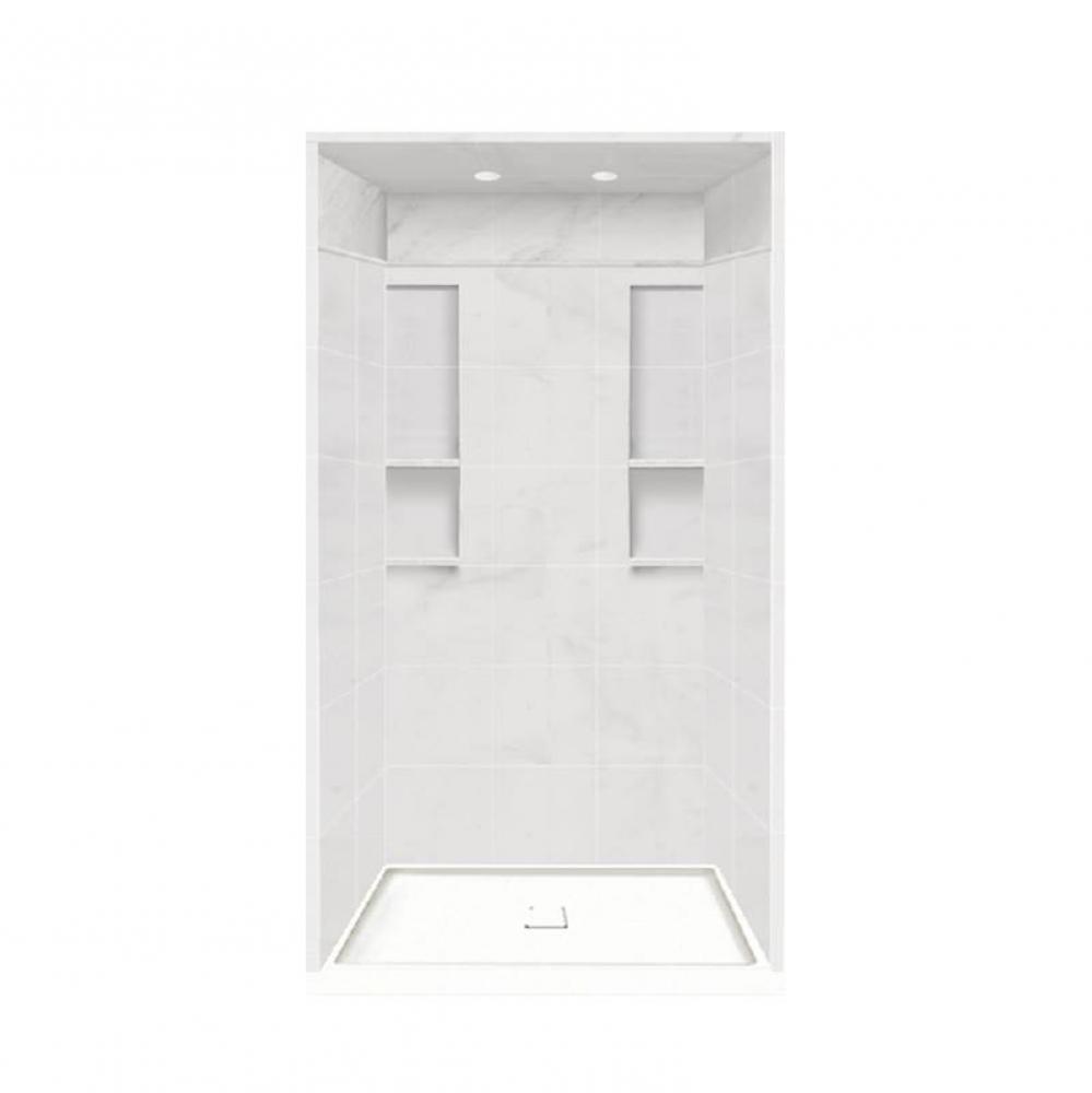 34'' x 48'' x 95.75'' Solid Surface Alcove Shower Kit with Dome in W