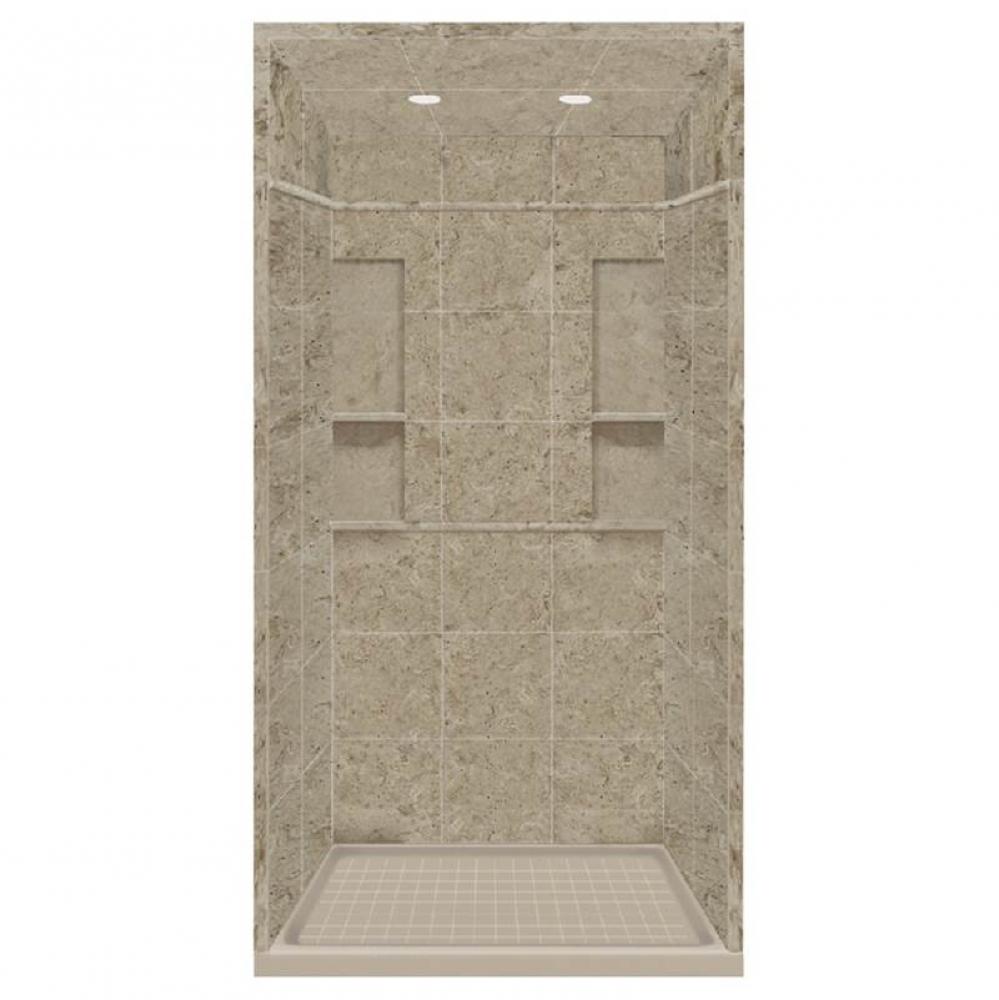 34'' x 48'' x 95.75'' Solid Surface Alcove Shower Kit with Dome in S