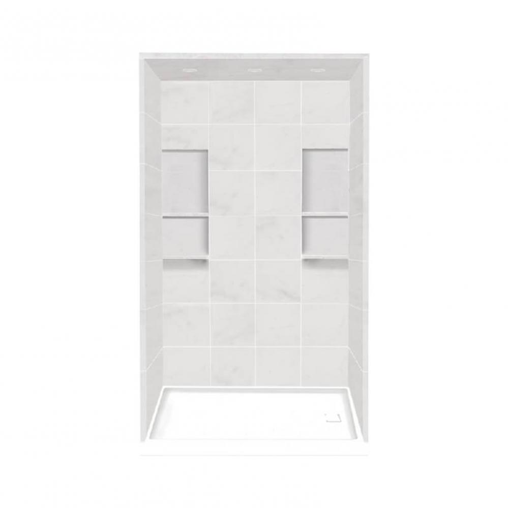 32'' x 60'' x 95.75'' Solid Surface Right-Hand Alcove Shower Kit wit