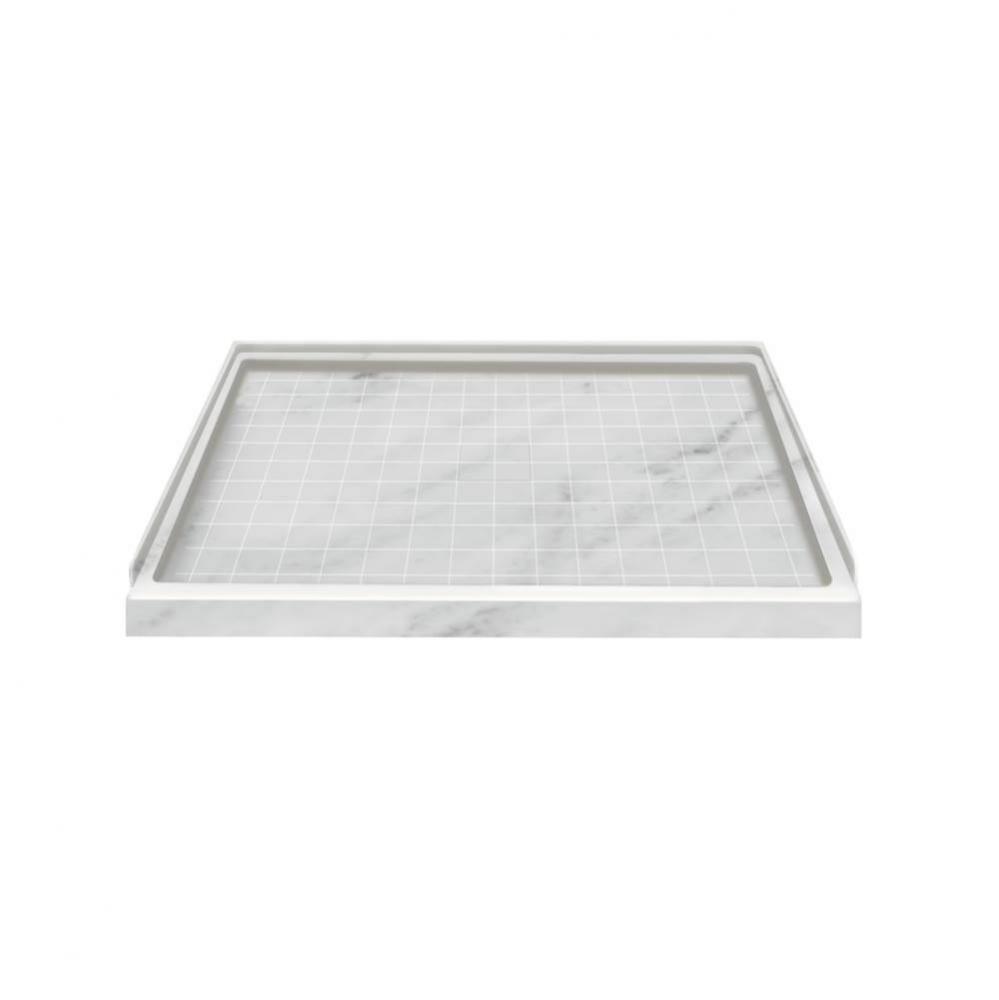 48'' x 34'' Solid Surface Shower Base in White Carrara