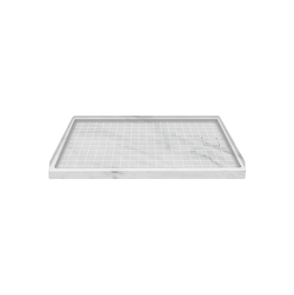 60'' x 32'' Solid Surface Right-Hand Shower Base in White Carrara