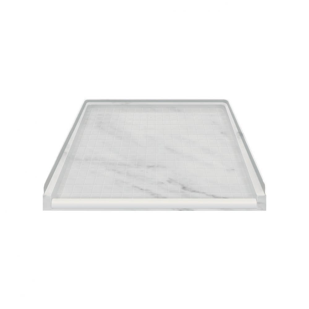 39.5'' x 37.75'' Solid Surface Barrier-Free Shower Base in White Carrara