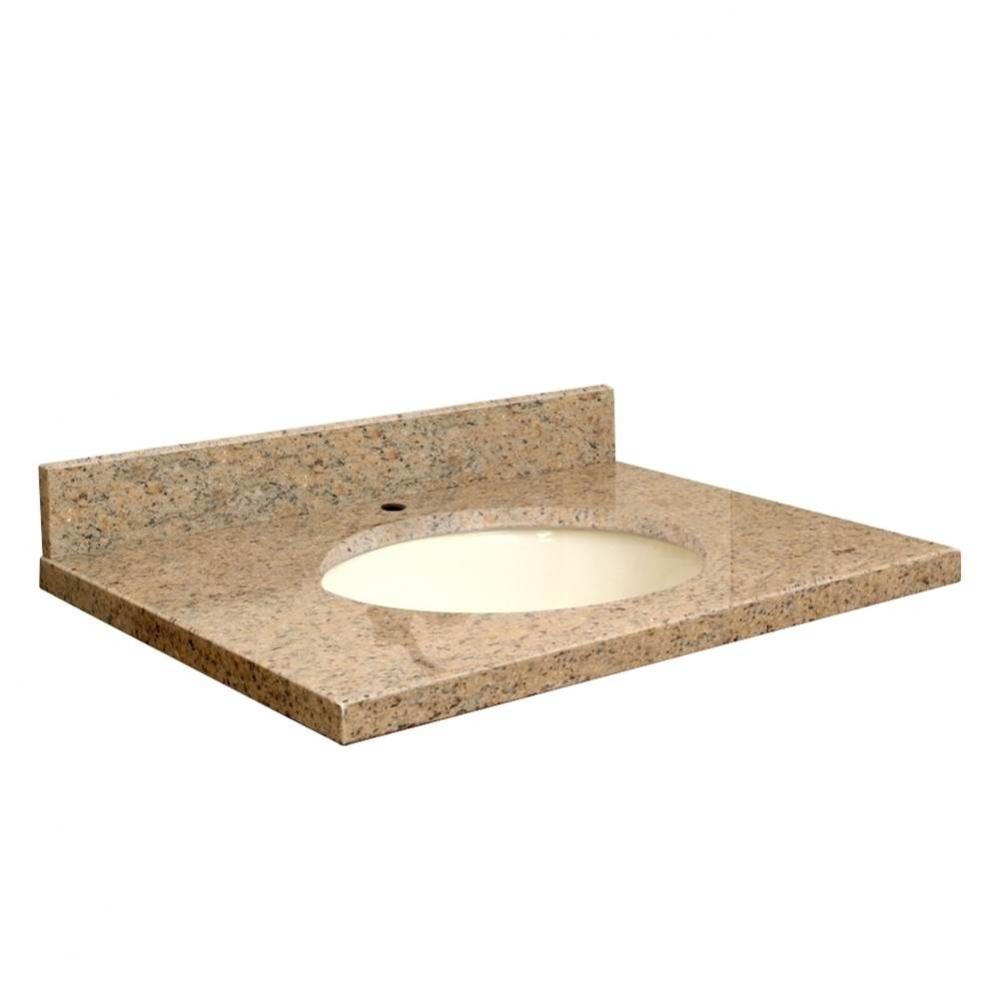 Granite 25-in x 19-in Bathroom Vanity Top with Eased Edge, Single Faucet Hole, and Biscuit Bowl in