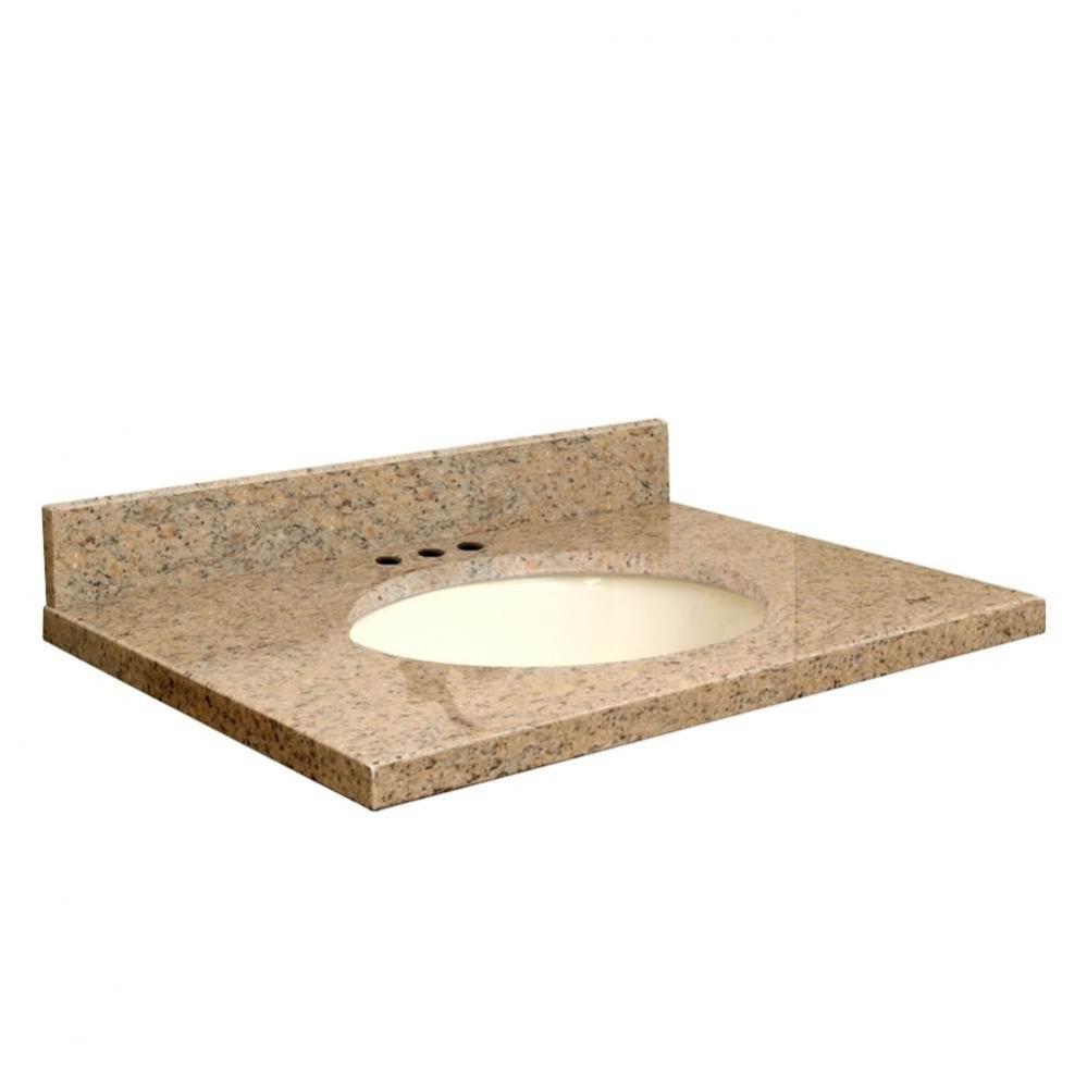 Granite 25-in x 19-in Bathroom Vanity Top with Eased Edge, 8-in Centerset, and Biscuit Bowl in Gia