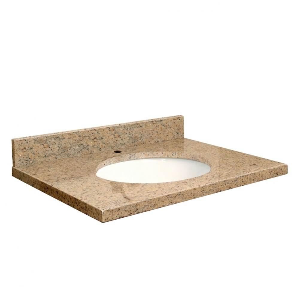 Granite 25-in x 19-in Bathroom Vanity Top with Eased Edge, Single Faucet Hole, and White Bowl in G