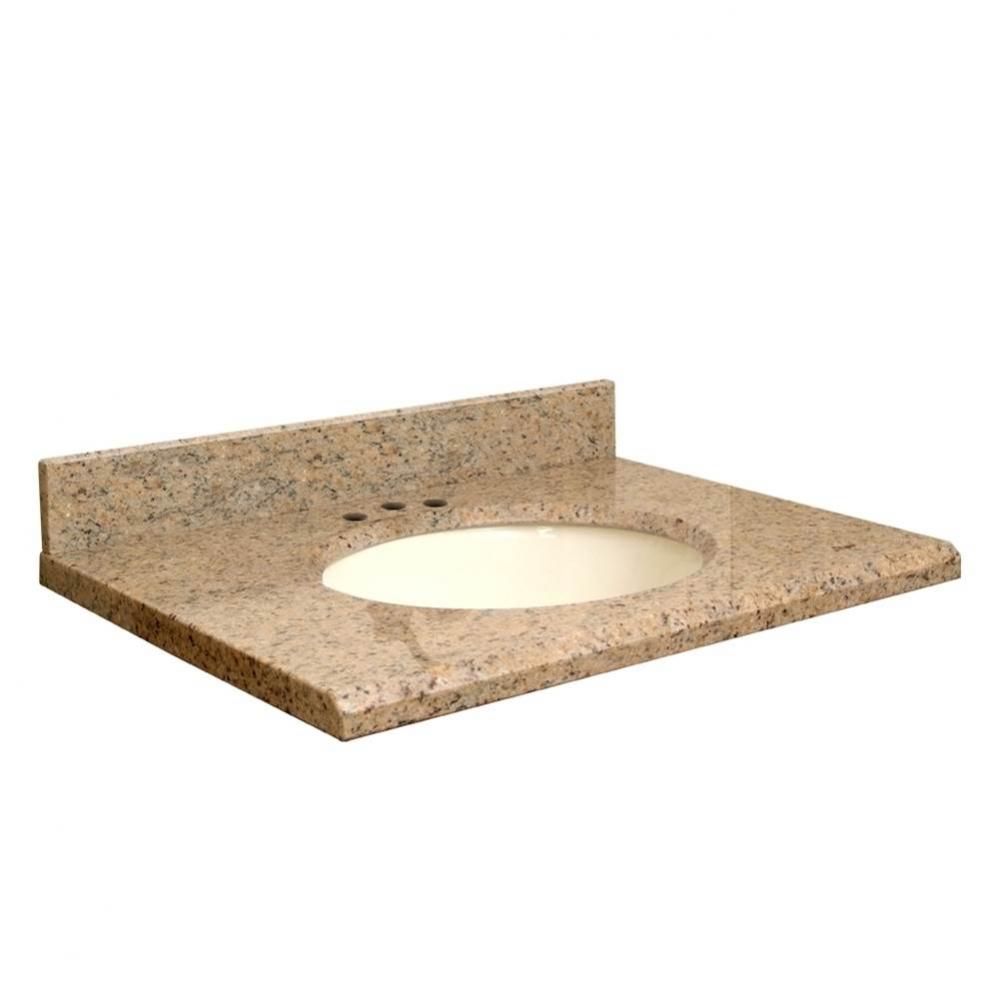 Granite 25-in x 19-in Bathroom Vanity Top with Beveled Edge, 8-in Contour, and Biscuit Bowl in Gia