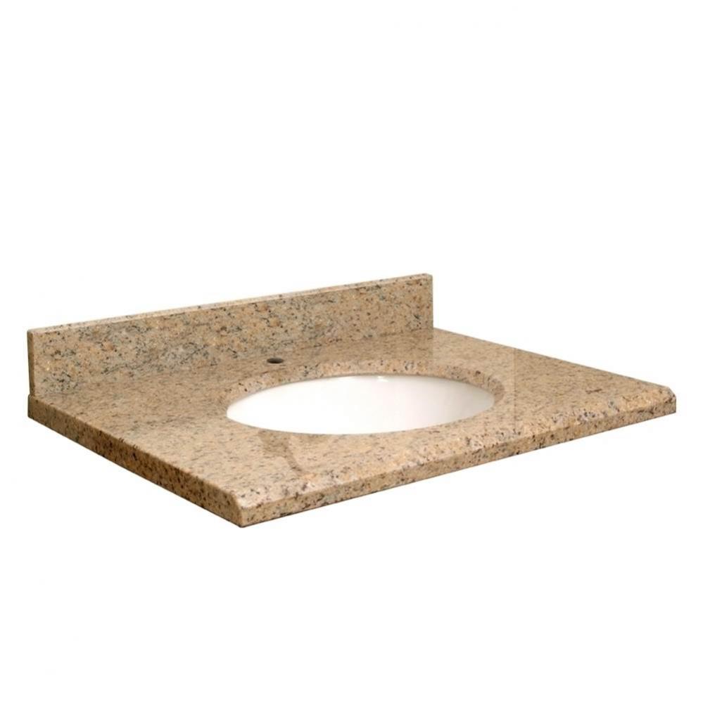 Granite 25-in x 19-in Bathroom Vanity Top with Beveled Edge, Single Faucet Hole, and White Bowl in
