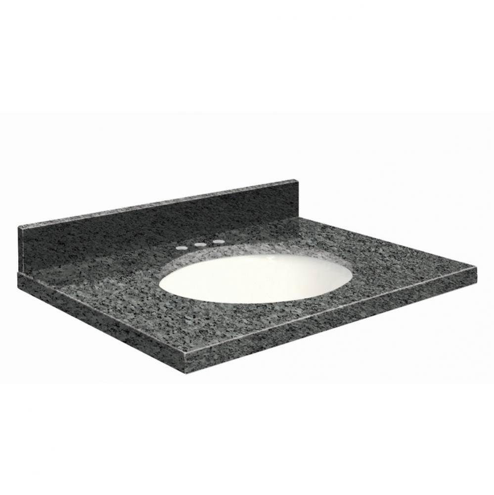 Granite 25-in x 19-in Bathroom Vanity Top with Eased Edge, 8-in Centerset, and White Bowl in Blue