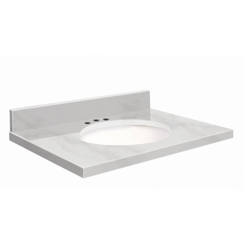 Natural Marble 31-in x 19-in Bathroom Vanity Top with Eased Edge, 8-in Contour, and White Bowl in