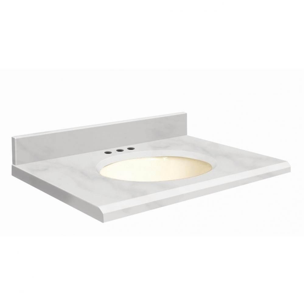 Natural Marble 31-in x 19-in Bathroom Vanity Top with Beveled Edge, 8-in Centerset, and Biscuit Bo