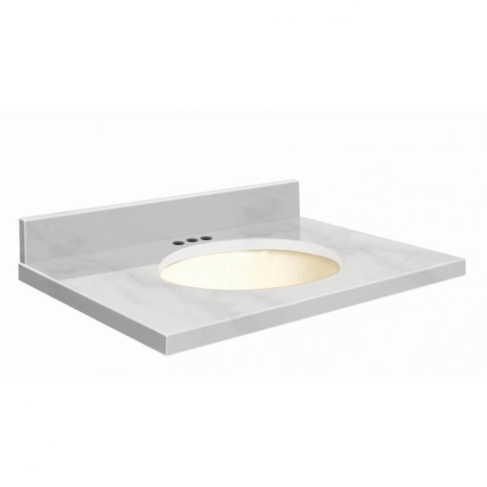 Natural Marble 31-in x 22-in Bathroom Vanity Top with Eased Edge, 4-in Centerset, and Biscuit Bowl