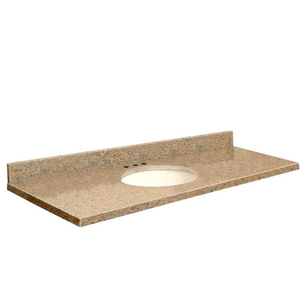 Granite 61-in x 22-in Bathroom Vanity Top with Eased Edge, 8-in Centerset, and Biscuit Bowl in Gia