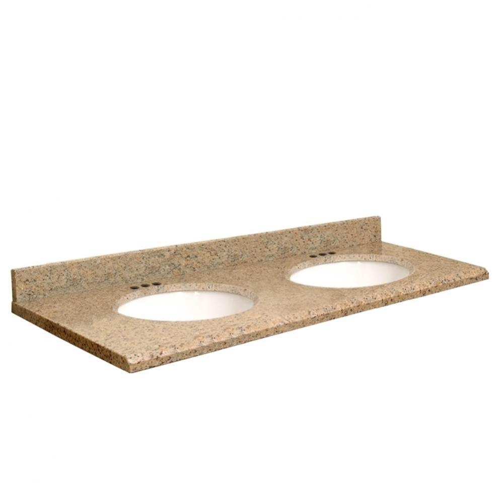 Granite 61-in x 22-in Double Sink Bathroom Vanity Top with Beveled Edge, 4-in Centerset, and White