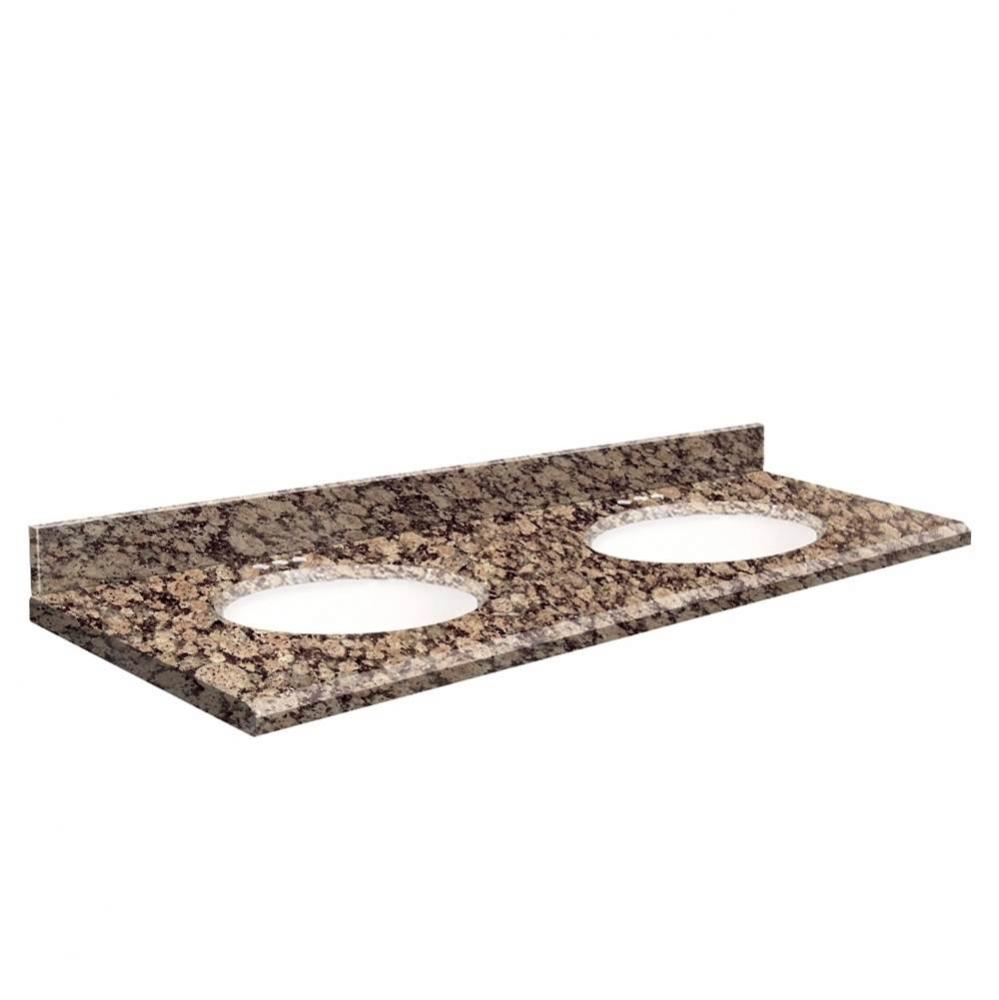 Granite 61-in x 22-in Double Sink Bathroom Vanity Top with Beveled Edge, 4-in Centerset, and White