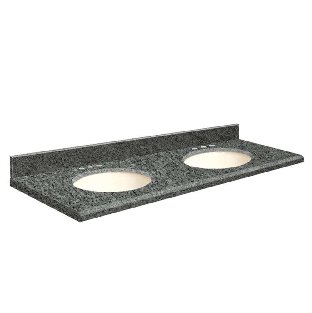 Granite 61-in x 22-in Double Sink Bathroom Vanity Top with Beveled Edge, 8-in Centerset, and Biscu