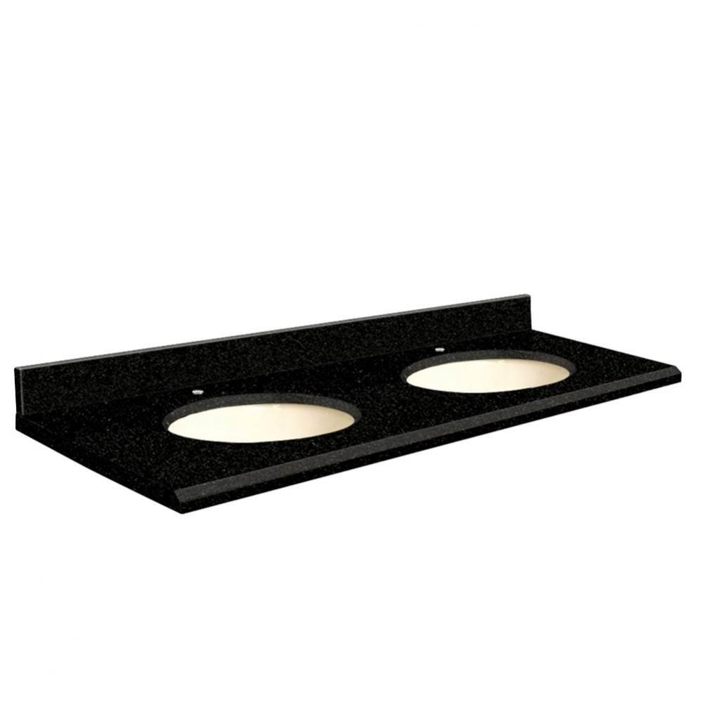 Granite 61-in x 22-in Double Sink Bathroom Vanity Top with Beveled Edge, Single Faucet Hole, and B