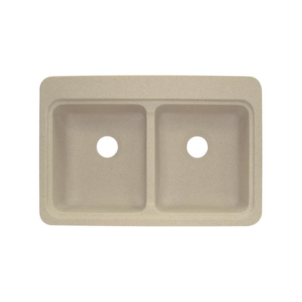 Charleston 33in x 22in Solid Surface Drop-in Double Bowl Kitchen Sink, in Matrix Khaki