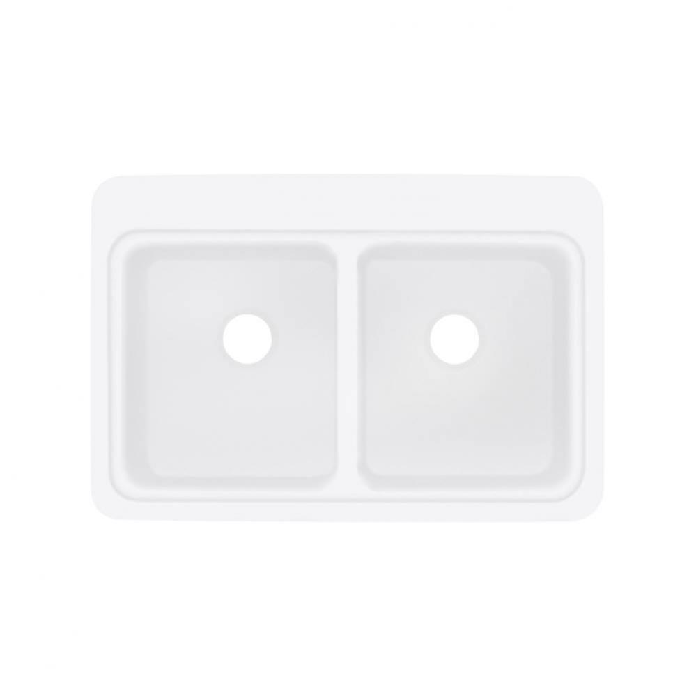 33in x 22in Top Mount Self-rimming Charlotte Kitchen Sink in White