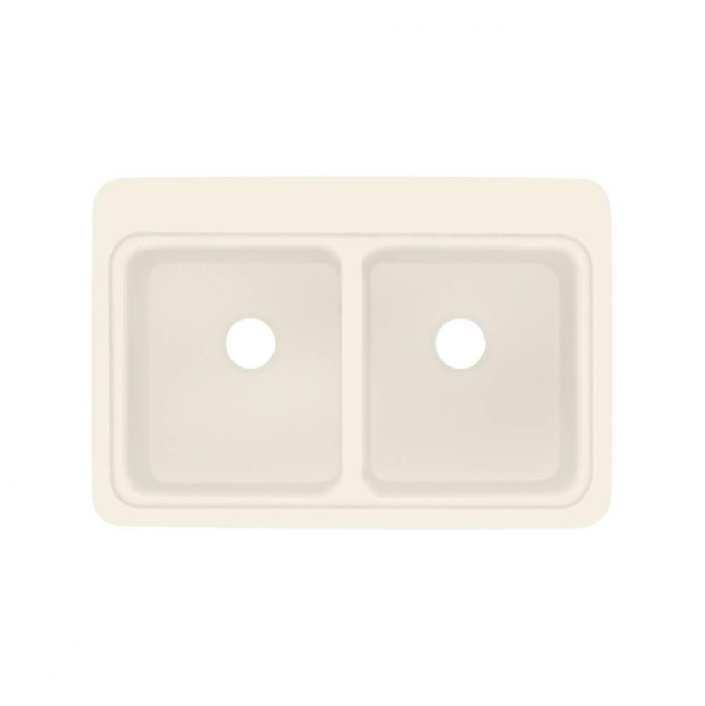 Charlotte 33in x 22in Solid Surface Drop-in Double Bowl Kitchen Sink,in Almond