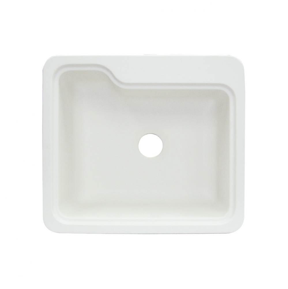 25in x 22in Top Mount Self-rimming Portland Kitchen Sink in White