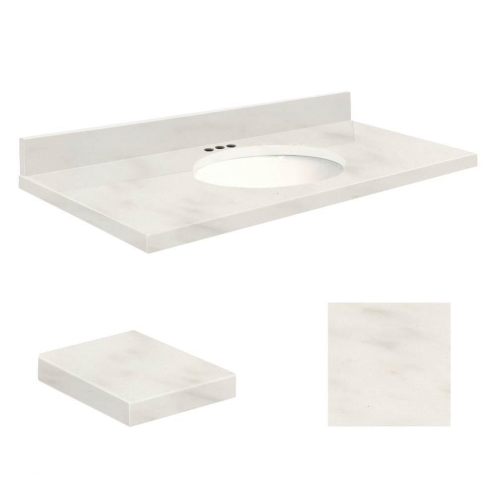 Quartz 25-in x 19-in Bathroom Vanity Top with Eased Edge, 4-in Centerset, and White Bowl in Antiqu