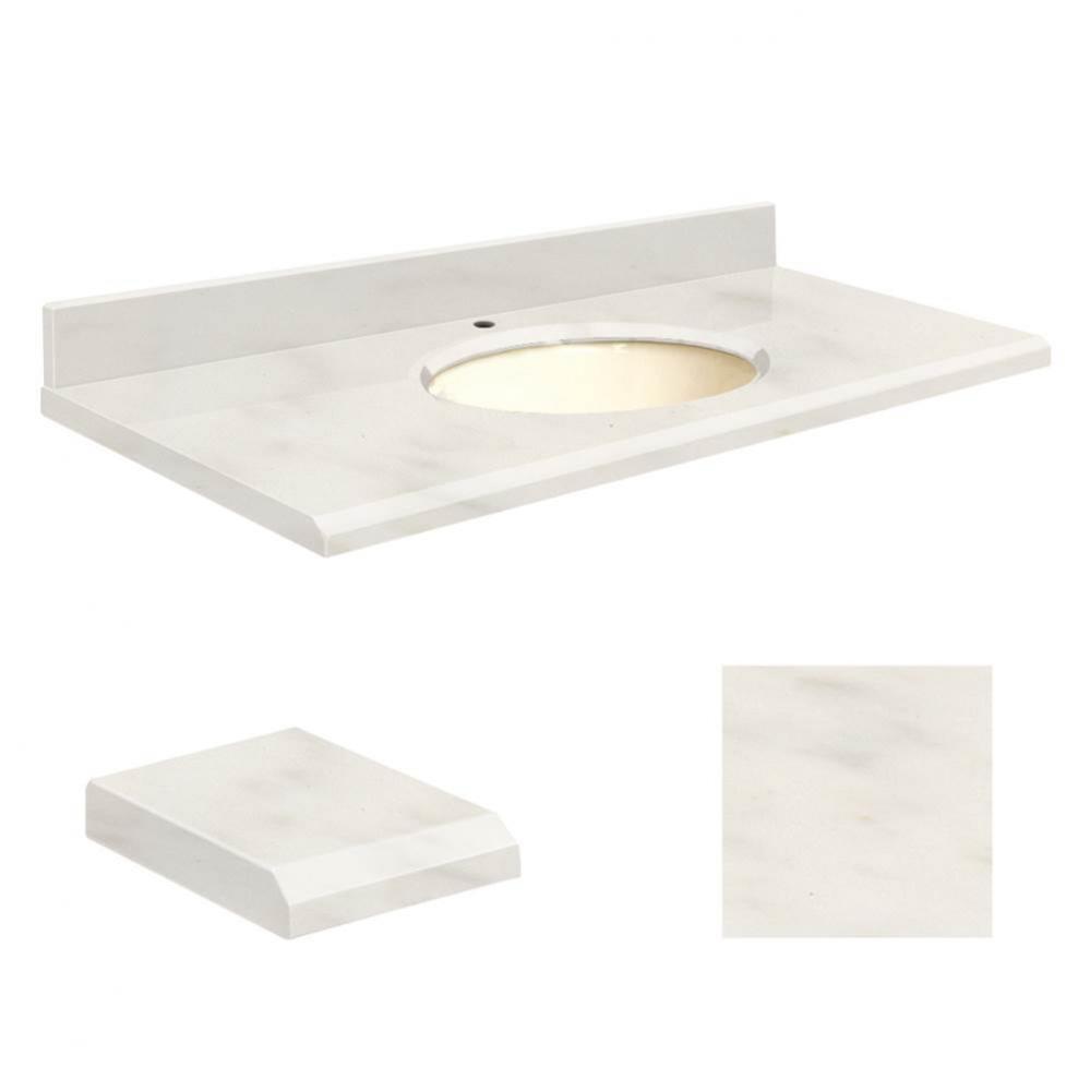 Quartz 25-in x 19-in Bathroom Vanity Top with Beveled Edge, Single Faucet Hole, and Biscuit Bowl i